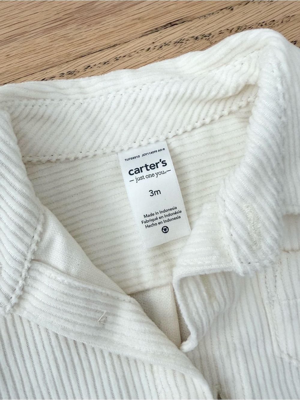 CARTERS Cream Ribbed Button-Up Shirt - Picture 3 of 4